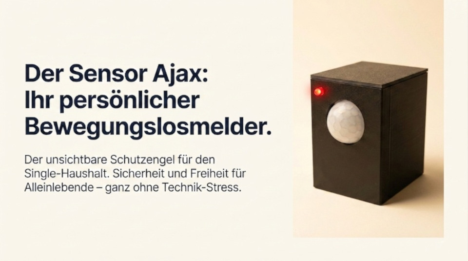 Sensor Ajax: Ihr persönlicher Bewegungslosmelder
Der unsichtbare Schutzengel für den Single-Haushalt. Sicherheit und Freiheit für Alleinlebende – ganz ohne Technik-Stress.